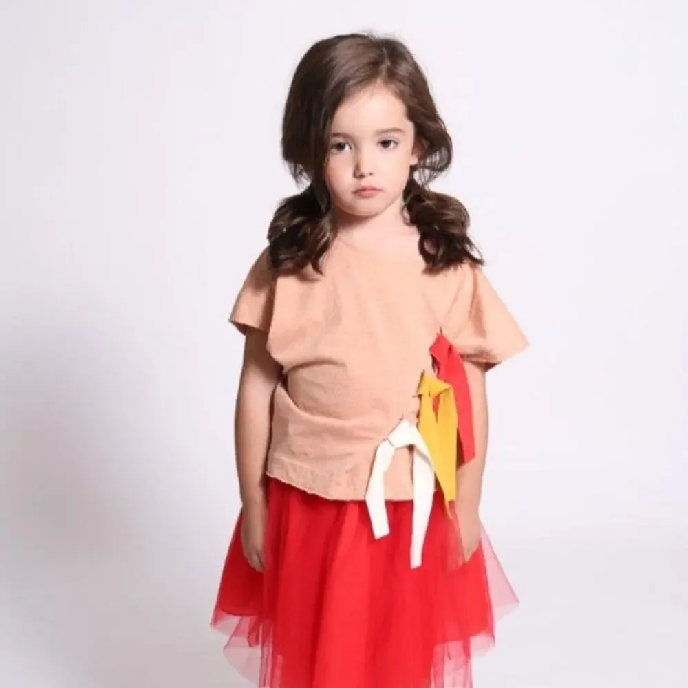 Tia Cibani girls box fit tee with cinching ribbon size 16